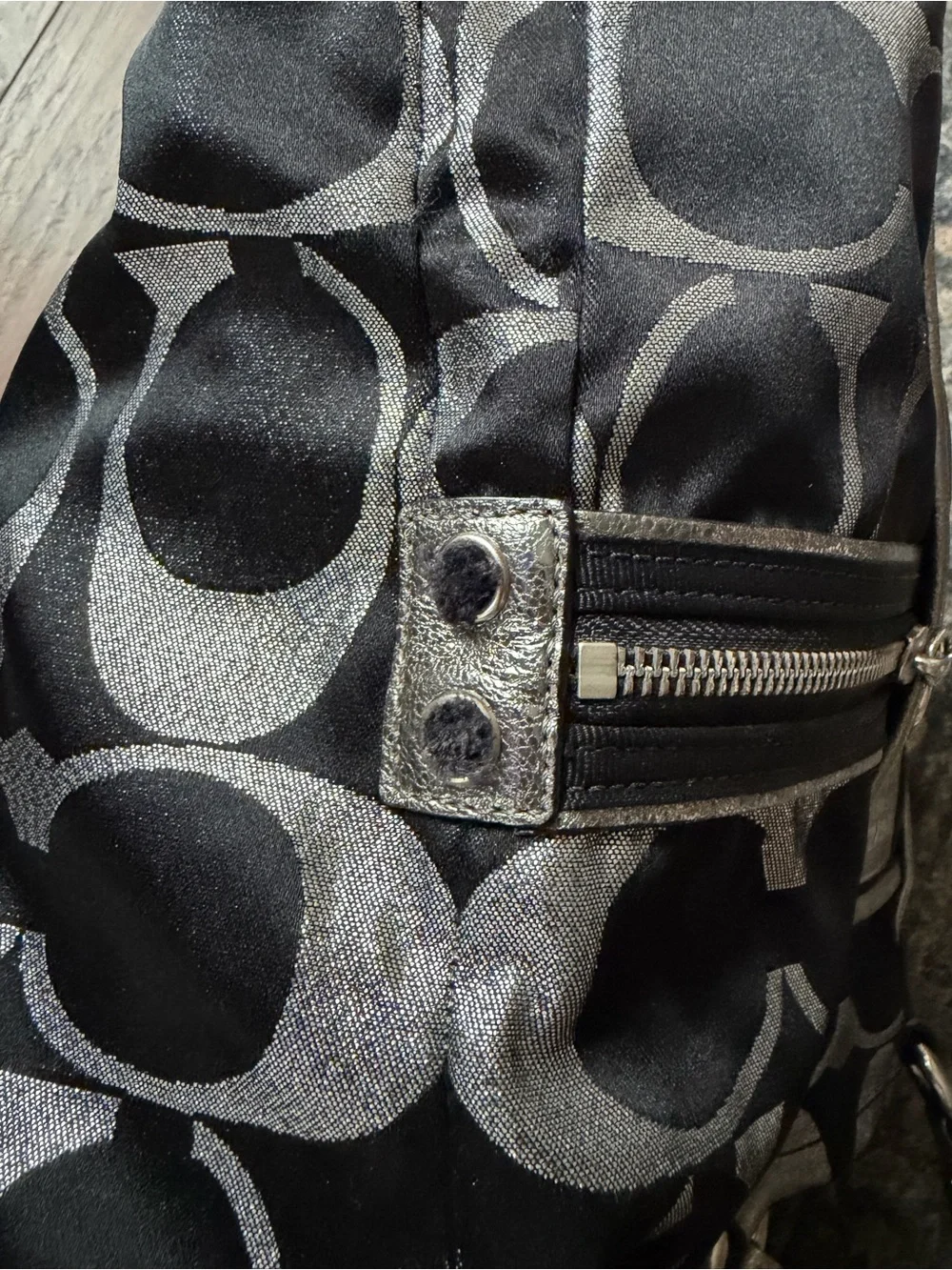 Coach Black and Silver Signature Shoulder Bag